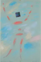 Max Ernst, Etude pour une éclipse (Study for an Eclipse) (S. & L. 2925), 1951, Pastel drawing in colors with collage, on blue wove paper