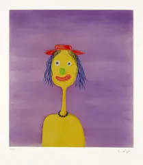 George Condo, Clown, 1989, Etching and aquatint in colors, on Hahnemühle paper, with full margins