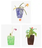 Jonas Wood, Three Landscape Pots, 2019, The complete set of three etchings with collage and photolithography in colors, on handmade paper, with full margins
