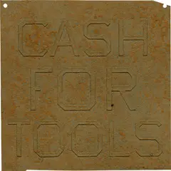 Cash for Tools 1, from Rusty Signs by Ed Ruscha, 2014, Mixografía® print in colors, on handmade paper, the full sheet, sold Oct 2024