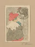 Ethel Mars, Child With A Rooster Balloon, c. 1908, Woodcut in colors, on wove paper mounted to textured laid paper, with margins