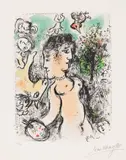 Marc Chagall, Nu au visage double (Nude with a Double Face) (M. 1013), 1983, Lithograph in colors, on Arches paper, with full margins