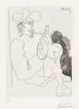 Pablo Picasso, Homme Rembranesque à la pipe (Rembrandtesque Man with Pipe), plate 257 from 347 Series (Bl. 1737, Ba. 1754), 1968, Etching, on Rives BFK paper, with full margins