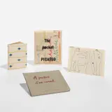 Pablo Picasso, Le Picasso de poche (The Pocket Picasso) (Bl. 1177, Ba. 1177, C. bks 129), 1964, The complete set of one etching, folded (as issued), title page, text in French by Don Duhamel bound in a grey booklet, and bound book of reproductions of Picasso's original illustrations, on wove paper, all contained in a wove paper envelope with color lithograph and original plastic slipcase with black screenprinted title and artist's name
