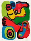 Seeing Eyes, from An American Portrait 1776-1976, Volume 3 by Karel Appel, 1975, Lithograph in colors, on Japan paper, with full margins, accompanied by the original paper folder, sold Oct 2024