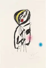 La Paludéenne (The Malarial) (D. 737) by Joan Miró, 1975, Etching and aquatint in colors, on Arches paper, with full margins, sold Oct 2024