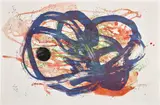 Bleu sur lavis rouge (Blue on Red Wash), plate 5 from Série I (M. 279) by Joan Miró, 1961, Lithograph in colors, on Rives BFK paper, the full sheet, sold Oct 2024