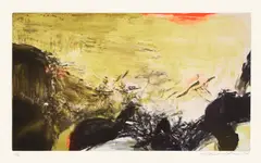 Untitled (Å. 302A) by Zao Wou-ki, 1978, Etching and aquatint in colors, on Rives BFK paper, with full margins, sold Oct 2024