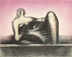 Reclining Figure by Henry Moore, 1977, Offset lithograph in colors with embossing, on wove paper, the full sheet, sold Oct 2024