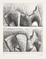 Reclining Figures (C. 106) by Henry Moore, 1969, Etching, on Rives BFK paper, with full margins, sold Oct 2024