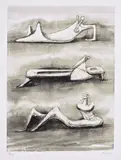 Henry Moore, Figures in Snow (C. 428), 1976, Lithograph in colors, on T. H. Saunders paper, with full margins