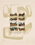 Henry Moore, Eight Reclining Figures on Rock Background (C. 43)