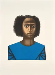 Keisha M. by Elizabeth Catlett, 2008, Lithograph in colors, on Somerset Velvet paper, with full margins, sold Oct 2024