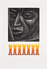 Man by Elizabeth Catlett, 1975-2003, Woodcut and linocut in colors, on Arches paper, with full margins, sold Oct 2024