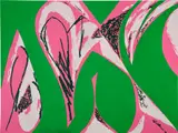 Lee Krasner, Free Space, from An American Portrait 1776-1976, Volume 3 (L. 560-3), 1975, Screenprint in colors with collage, on Arches paper, the full sheet, accompanied by the original paper folder