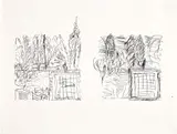 Jennifer Bartlett, In the Garden #5, 1980, Unique pen and ink drawing with graphite, on Rives BFK paper, framed