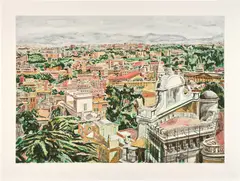 Phillip Pearlstein, View of Rome, 1986, Etching and aquatint in colors, on Arches paper, with full margins