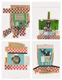 Robert Rauschenberg, Goat Chow; Hog Chow; Mink Chow; and Calf Sartena, from Chow Bags, 1977, Four screenprints in colors with applied string and fabric collage, on smooth wove paper, with full margins