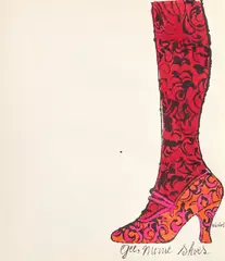 Gee, Merrie Shoes by Andy Warhol, 1956, Offset lithograph with hand-coloring, on laid paper, the full sheet, sold Oct 2024