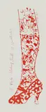 Andy Warhol, A Whole Stocking Full of Good Wishes, 1956, Offset lithograph in red, on Plover Onion Skin paper, with full margins
