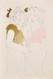 Andy Warhol, Two Girls Laughing, 1954, Offset lithograph with hand-coloring in watercolor, on wove paper, with full margins