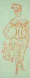 Andy Warhol, Tattooed Woman Holding Rose, c. 1955, Offset lithograph in orange, on thin wove green paper, folded (as issued)