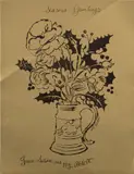 Andy Warhol, Untitled (Flowers and Holly - Christmas Card), c. 1955, Offset lithograph, on gold paper, with full margins