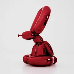 Jeff Koons, Balloon Rabbit (Red), 2017, Porcelain multiple painted in chrome, contained in the original Styrofoam-lined presentation box with silver printed signature