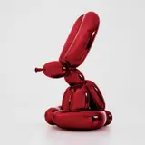 Jeff Koons, Balloon Rabbit (Red), 2017, Porcelain multiple painted in chrome, contained in the original Styrofoam-lined presentation box with silver printed signature