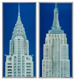 Richard Haas, Empire State Building; and Chrysler Building (K. 130 & 131), 1997, Two lithograph and screenprints in colors, on aluminum, with full margins