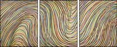 Wavy Lines on Gray, from Sequences (K. 1998.06) by Sol LeWitt, 1996-98, The complete set of three woodcuts in colors, printed with oil paint, on Awa-Kozo Japanese paper, the full sheets, sold Oct 2024