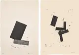 Joel Shapiro, Untitled; and Untitled, 1987, Two woodcuts, on laid paper, with full margins