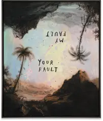 Friedrich Kunath, My Fault Your Fault, 2019, Archival pigment print in colors with hand-additions, on Museum Natural Velvet paper, contained in the original artist specified wooden frame