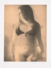 Lisa Yuskavage, Babie, 2003, Etching and aquatint, on cream laid Chine collé to wove paper, with full margins