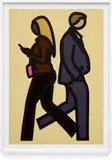 New York Couple 5, from New York Couples by Julian Opie, 2019, Screenprint and inkjet in colors with collage, on Canson Conservation Board, the full sheet, contained in the original a, sold Oct 2024