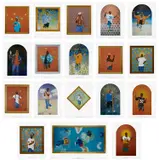 Kehinde Wiley, Passing/Posing: Paintings and Faux Chapel Portfolio, 2004, The complete set of 18 offset lithographs in colors, on wove paper, one double-page and folded (as issued), with the stapled and black cord-tied printed pamphlet including list of plates, all contained in the original black paper-covered portfolio box