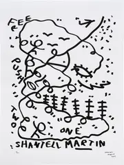 One Two Free Push for Rush by Shantell Martin, 2015, Screenprint, on wove paper, with full margins, sold Oct 2024