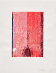 Pat Steir, Drawing Wood for the Drawing Center, 2010, Monoprint in colors with hand-coloring in crayon and glitter, on wove paper, with full margins