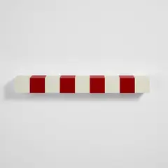 Daniel Buren, La barre haute (The High Bar), 2001, Unique wood (MDF) multiple lacquered in red and white, to be installed centered over a door