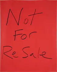 Jeremy Deller, Not for Resale, 2018, Unique black marker drawing, on red poster-board