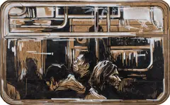 Subway Windows by Caledonia Curry & Swoon, 2005, linoleum block print on craft paper, wheat-pasted to board, sold Oct 2024