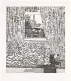 Jonas Wood, Pattern Couch Interior with Mar Vista View, 2020, Etching, on Hahnemühle paper, with full margins