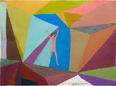 Chris Johanson, What made him strong what made him lazy what happened to him, 2010, Unique acrylic drawing in colors, on wove paper