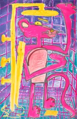 Katherine Bernhardt, Shower Power, 2023, Unique lithograph in colors, on Somerset paper, the full sheet