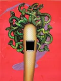 Emily Mae Smith, Medusa (gesture), 2019, Screenprint in colors with hand-coloring in glow-in-the-dark inks, on Coventry Rag paper, the full sheet