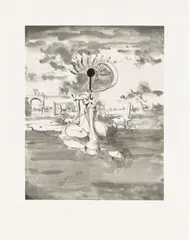 Untitled (Landscape) by George Condo, 1989, Etching and aquatint, on Hahnemühle paper, with full margins, sold Oct 2024