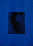 Sigmar Polke, Figur mit Hand (Es schwindelt...) (Figure with Hand (Dizzy...)) (B. & O. 32), 1973, Offset lithograph, on blue wove paper with embossed snakeskin texture, the full sheet