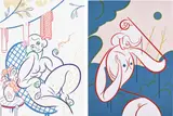 Koak, Stillness; and We Hot, 2019, Two lithographs in colors, on Somerset paper, the full sheets