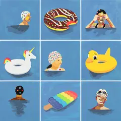 Derrick Adams, How I Spent My Summer, 2021, The complete set of nine screenprints and digital prints in colors, five with collage, on Coventry Rag and German Etching papers, the full sheets