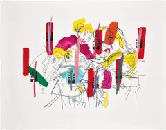 Ghada Amer, Sleeping Beauty, 2002, Screenprint in colors with hand-coloring, on Rives BFK paper, with full margins